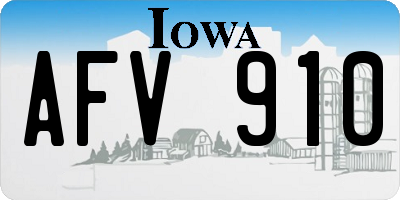 IA license plate AFV910