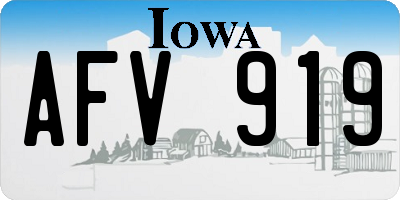 IA license plate AFV919