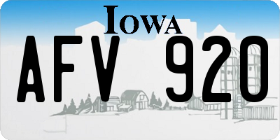 IA license plate AFV920