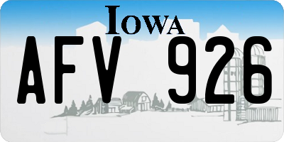 IA license plate AFV926