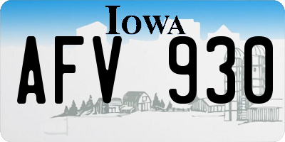 IA license plate AFV930
