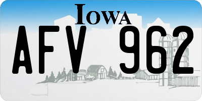 IA license plate AFV962