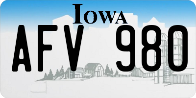 IA license plate AFV980
