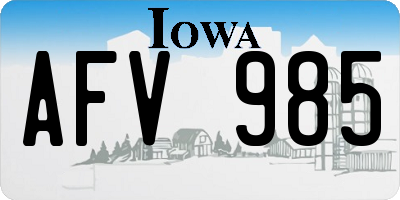 IA license plate AFV985