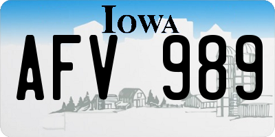 IA license plate AFV989
