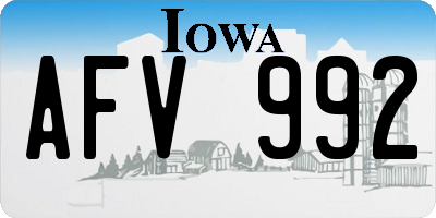 IA license plate AFV992