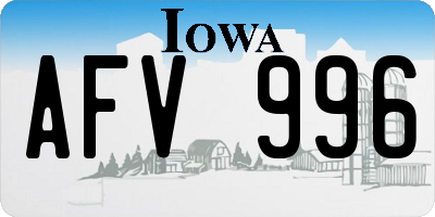 IA license plate AFV996