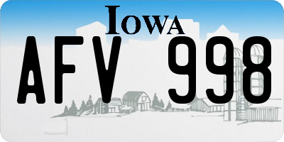 IA license plate AFV998