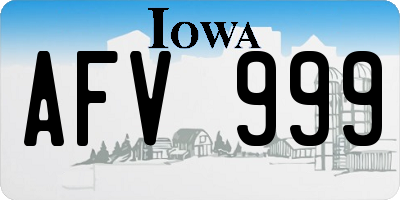 IA license plate AFV999