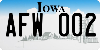 IA license plate AFW002