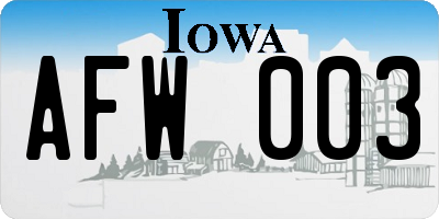 IA license plate AFW003