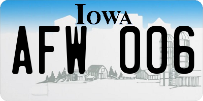 IA license plate AFW006