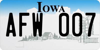 IA license plate AFW007