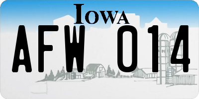 IA license plate AFW014