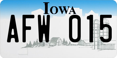IA license plate AFW015