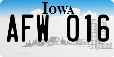 IA license plate AFW016