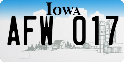 IA license plate AFW017