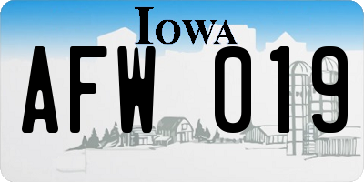 IA license plate AFW019