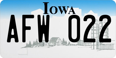 IA license plate AFW022