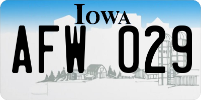 IA license plate AFW029