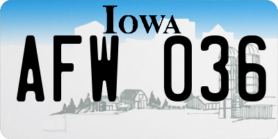 IA license plate AFW036