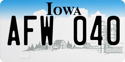 IA license plate AFW040