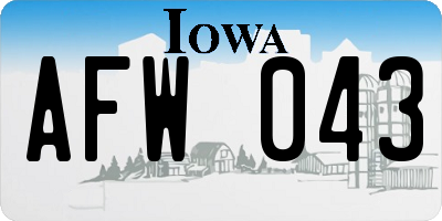 IA license plate AFW043