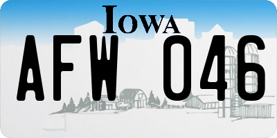 IA license plate AFW046