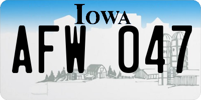 IA license plate AFW047