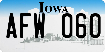 IA license plate AFW060