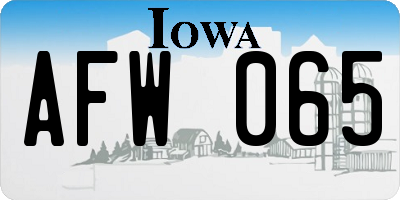 IA license plate AFW065