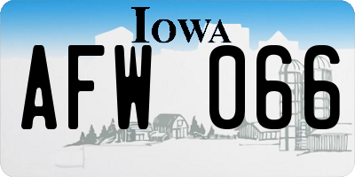 IA license plate AFW066
