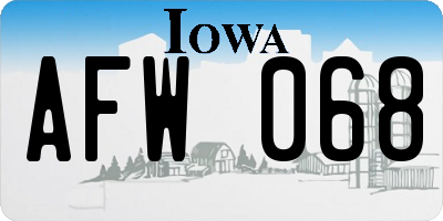 IA license plate AFW068
