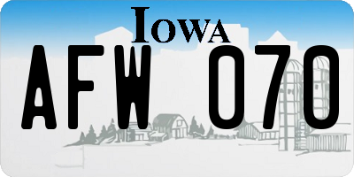 IA license plate AFW070