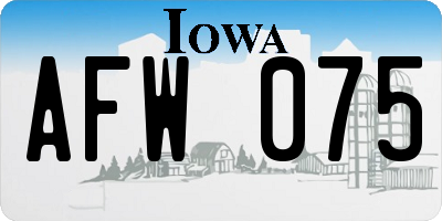 IA license plate AFW075