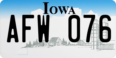 IA license plate AFW076
