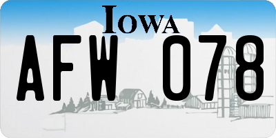 IA license plate AFW078