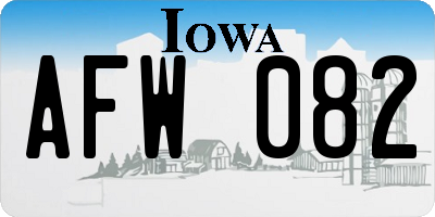 IA license plate AFW082