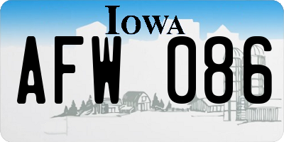 IA license plate AFW086