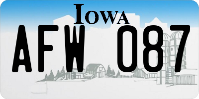 IA license plate AFW087