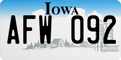 IA license plate AFW092