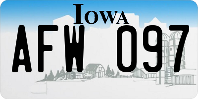 IA license plate AFW097