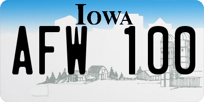 IA license plate AFW100