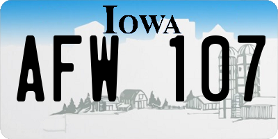 IA license plate AFW107