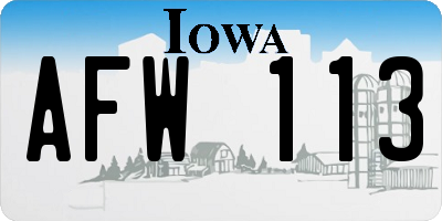 IA license plate AFW113