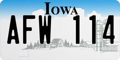 IA license plate AFW114