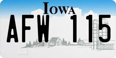 IA license plate AFW115