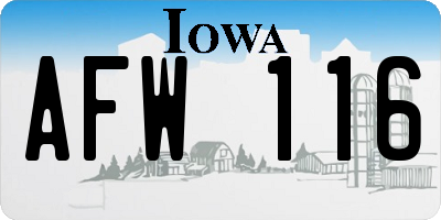 IA license plate AFW116