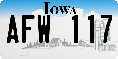 IA license plate AFW117