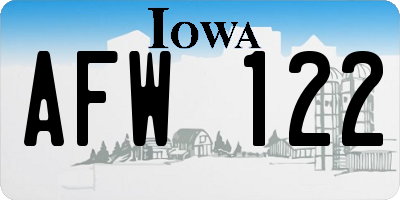 IA license plate AFW122